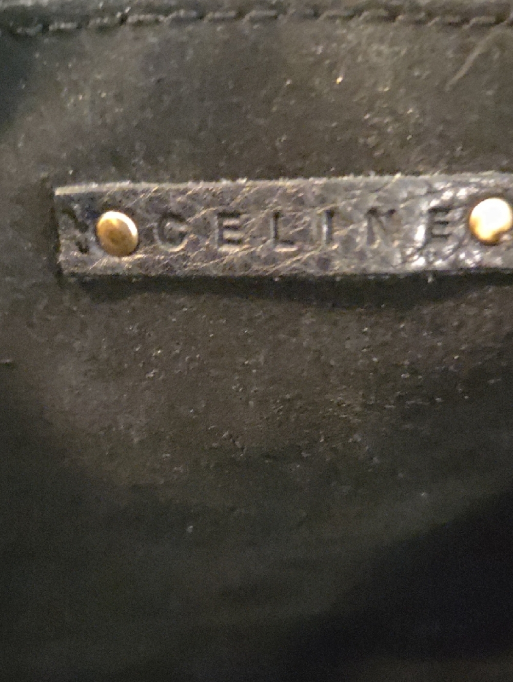 Celine Black Pebbled Leather Shoulder Bag with Gold Studs - Picture 3 of 7